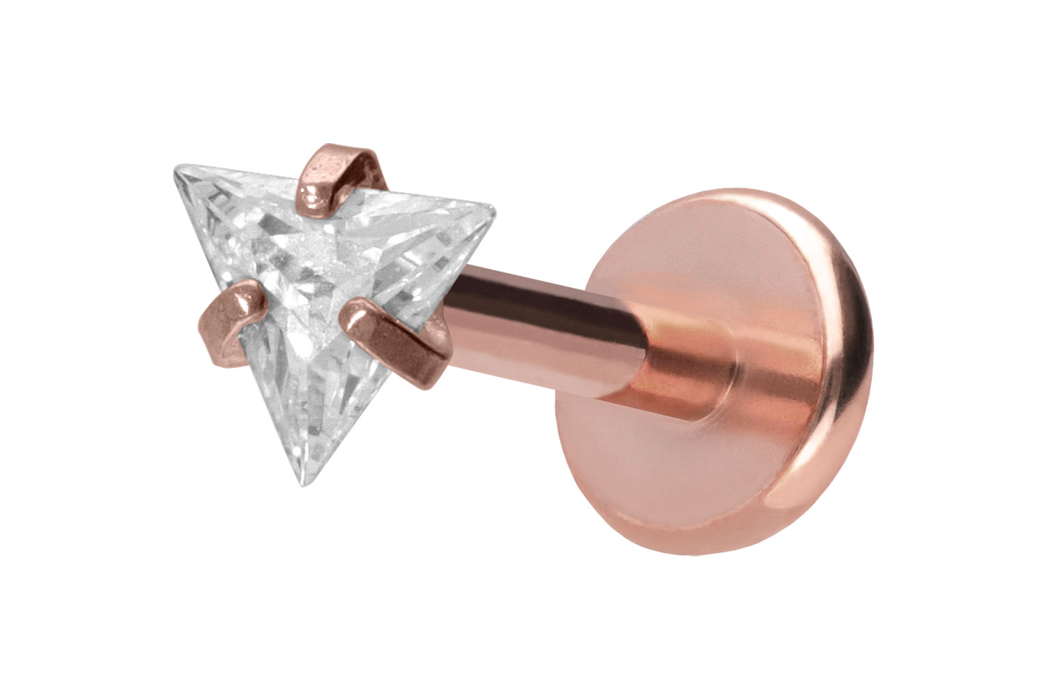 Titan Labret Piercing mit Push Fit EINGEFASSTES KRISTALLDREIECK